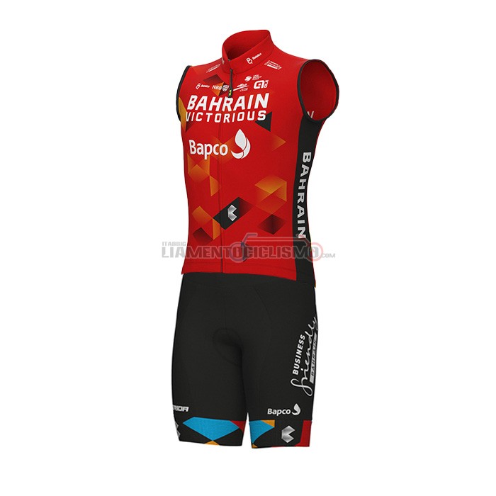 Gilet Antivento Bahrain Victorious Manica Corta 2022 Rosso